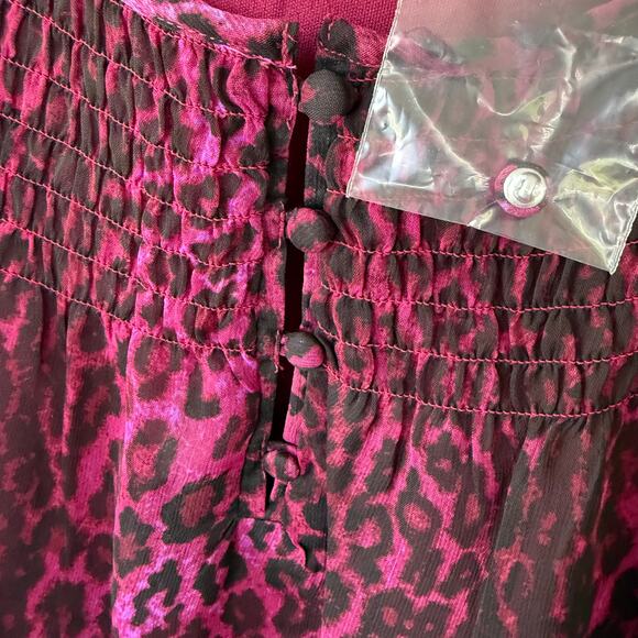 Isaac Mizrahi Burgundy Pink Live Size 2X Sheer double layered Animal print - Picture 9 of 11